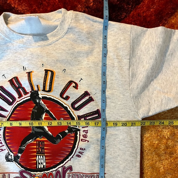 NWT vintage World Cup soccer sweatshirt crewneck NOS gray red black - Picture 5 of 7